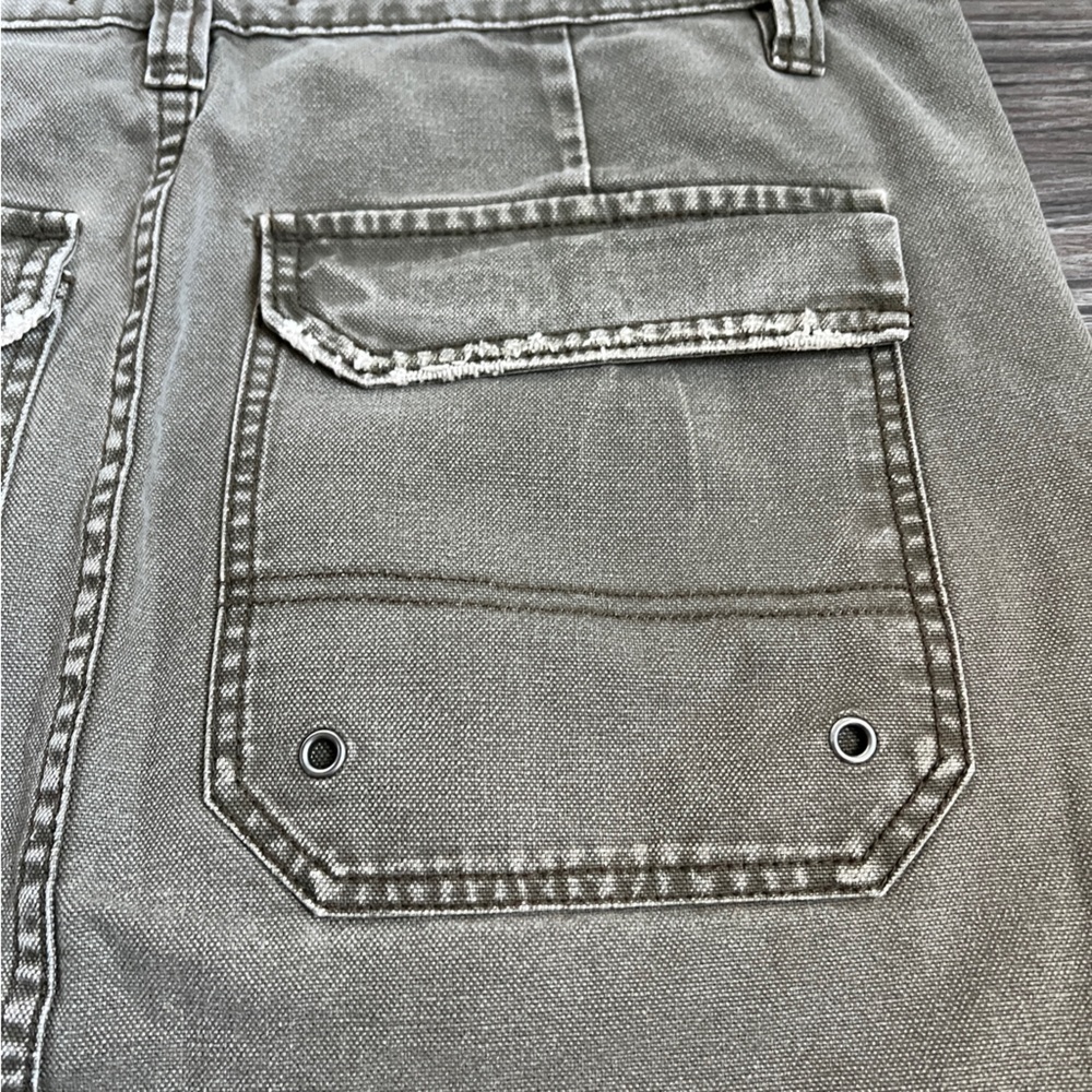 Free People Army Green Raw Hem Distressed Denim Cargo Mini Skirt - Picture 10 of 10